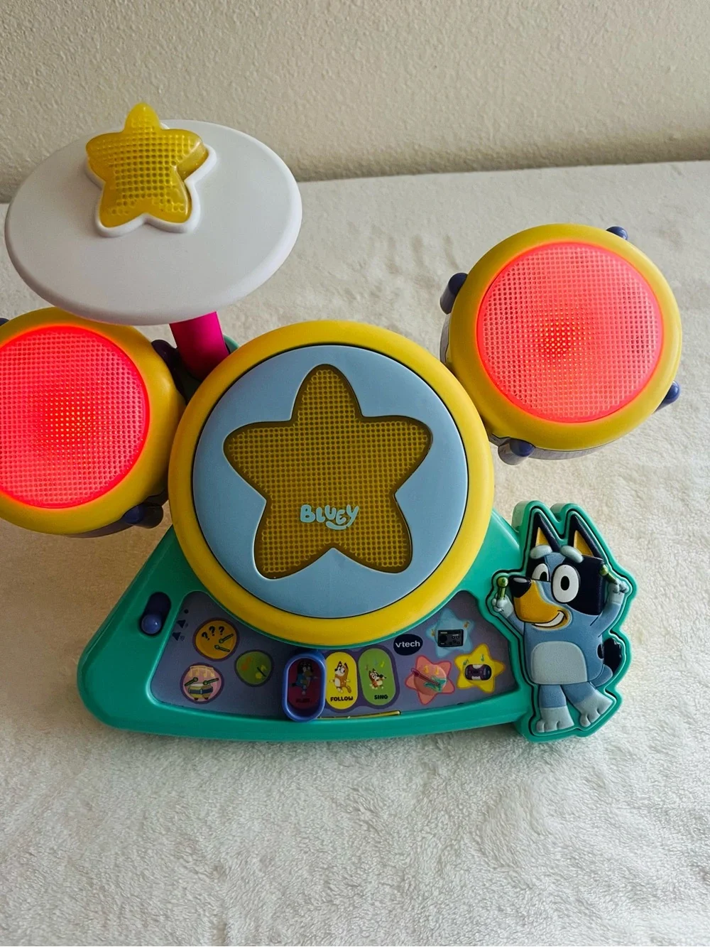 Bluey Musical Drum Set Toy - Yellow/Blue/Teal